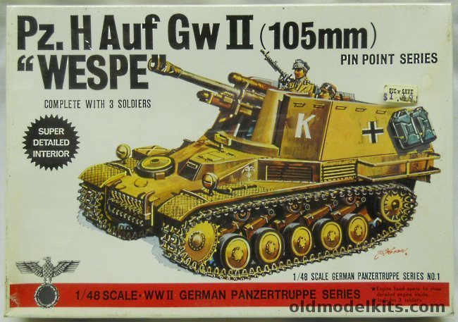 Bandai 1/48 Panzer H 18/2 Auf Gw II (105mm) WESPE Sd.Kfz.124, 8221-300 plastic model kit